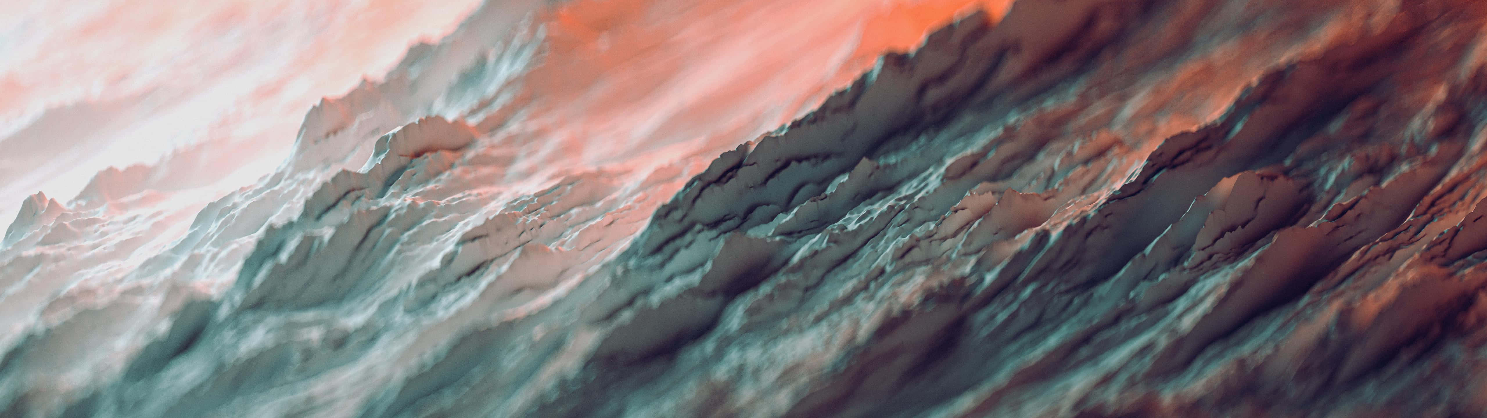 5120x1440 Download A Photo Of A Mountain With A Red And Orange Sky Wallpaper