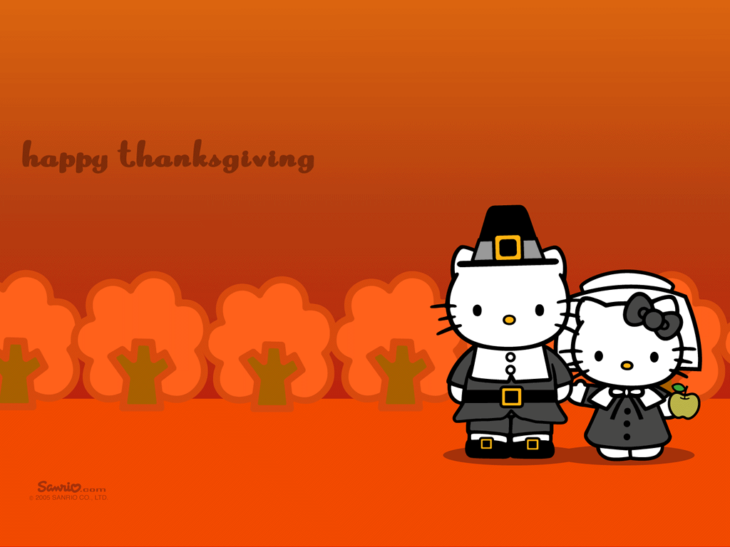 1024x768 Thanksgiving day will coming soon, hello kitty and daniel send their