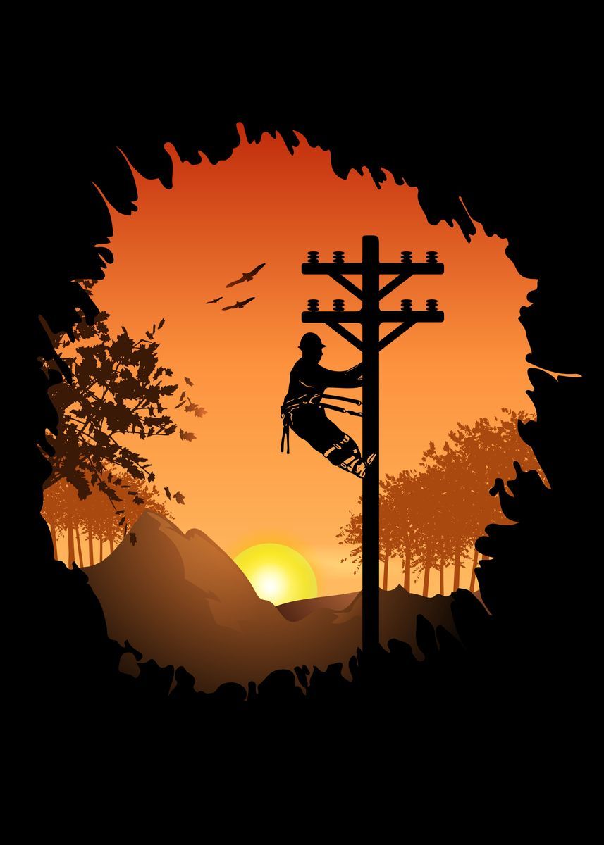 857x1200 Retro Lineman Sunset' Poster