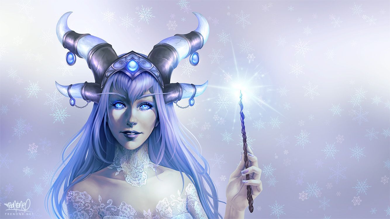 1334x750 Frost Queen Alexstrasza (phone wallpaper)