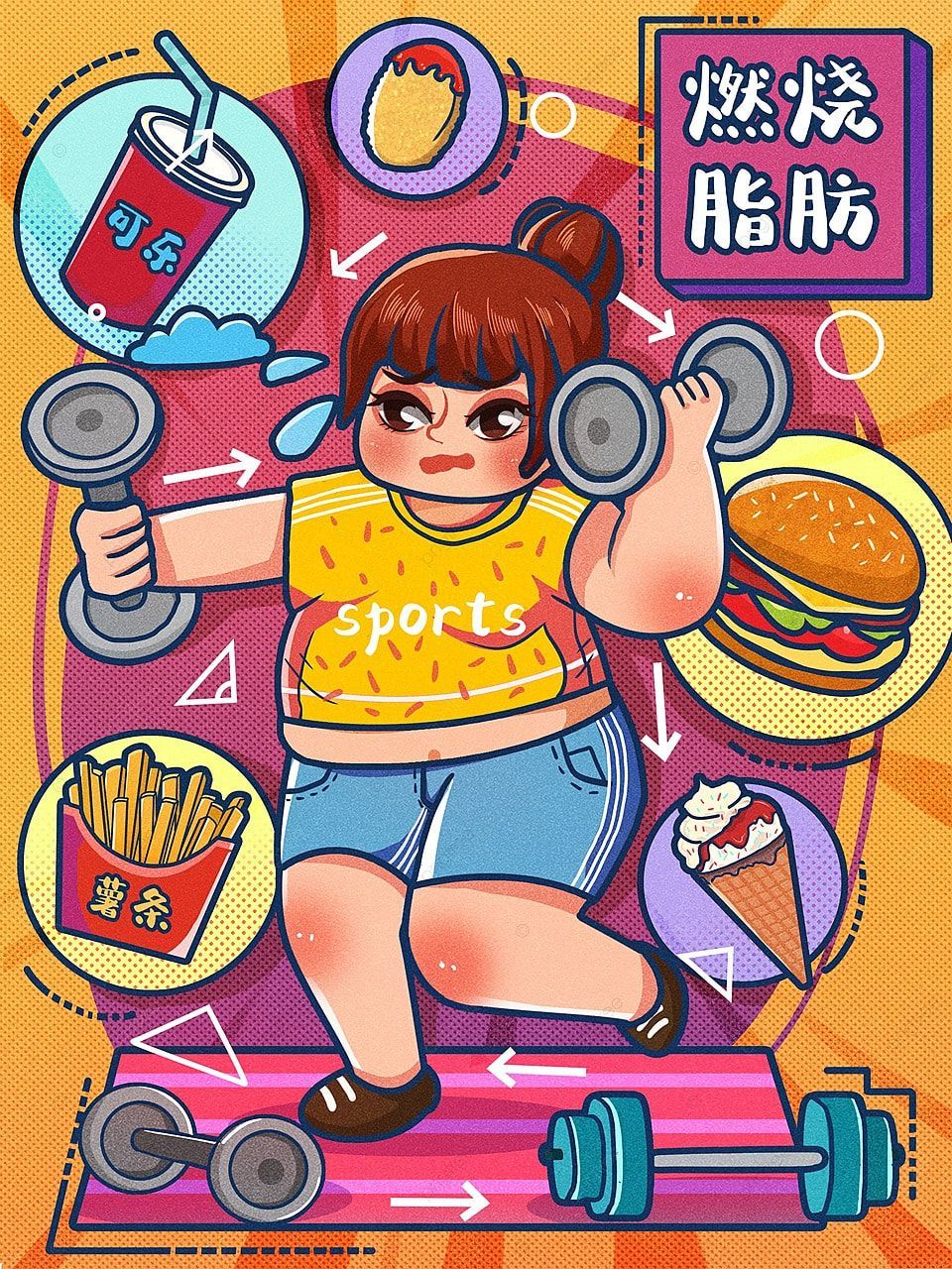 960x1280 Fat Burning Weight Loss Exercise Slimming Exercise Girl Thick Line Illustration, Fat Burning, Weight Loss Exercise, Slimming Exercise Illustration Background And Wallpaper For Free Download