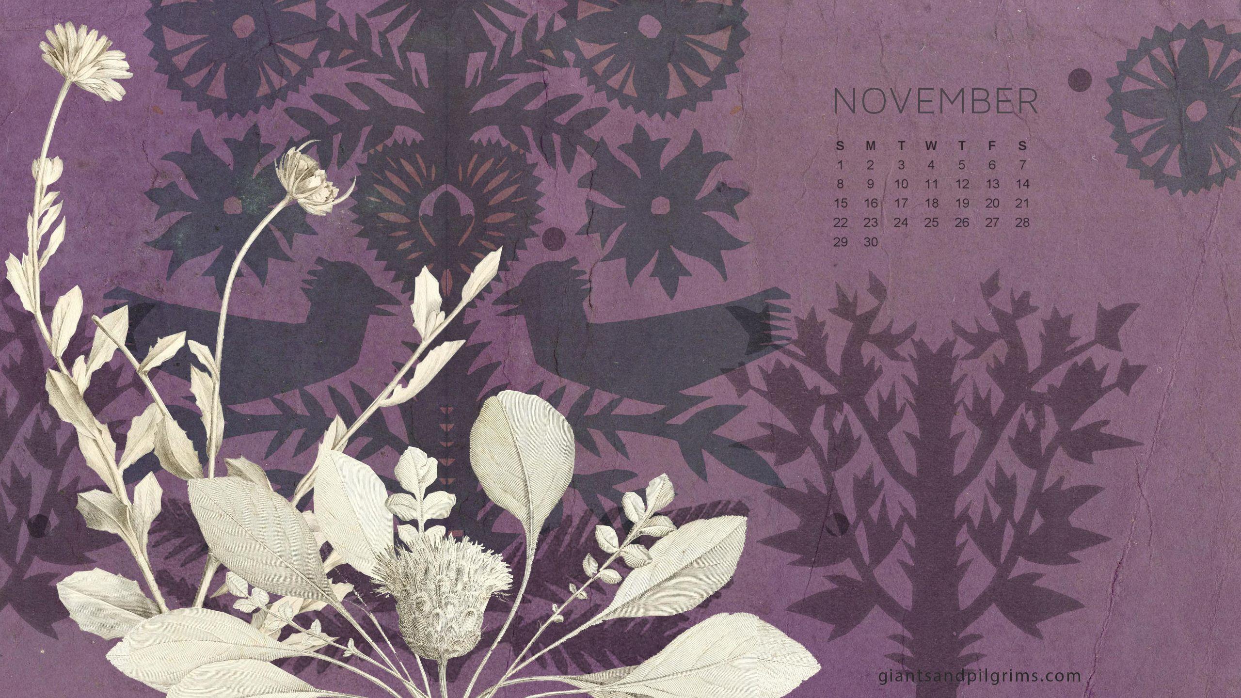 2560x1440 Giants & Pilgrims. November Calendar Free Desktop and iPhone Wallpaper