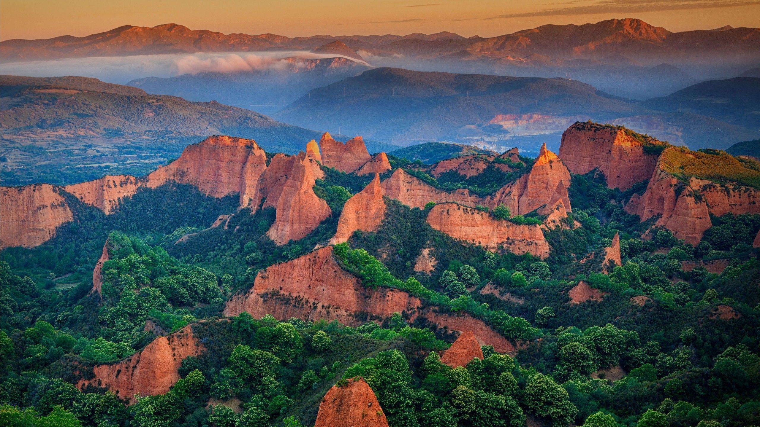 2560x1440 Wallpaper Las Médulas, León province, Spain, mountains, for, green, 5K, Travel