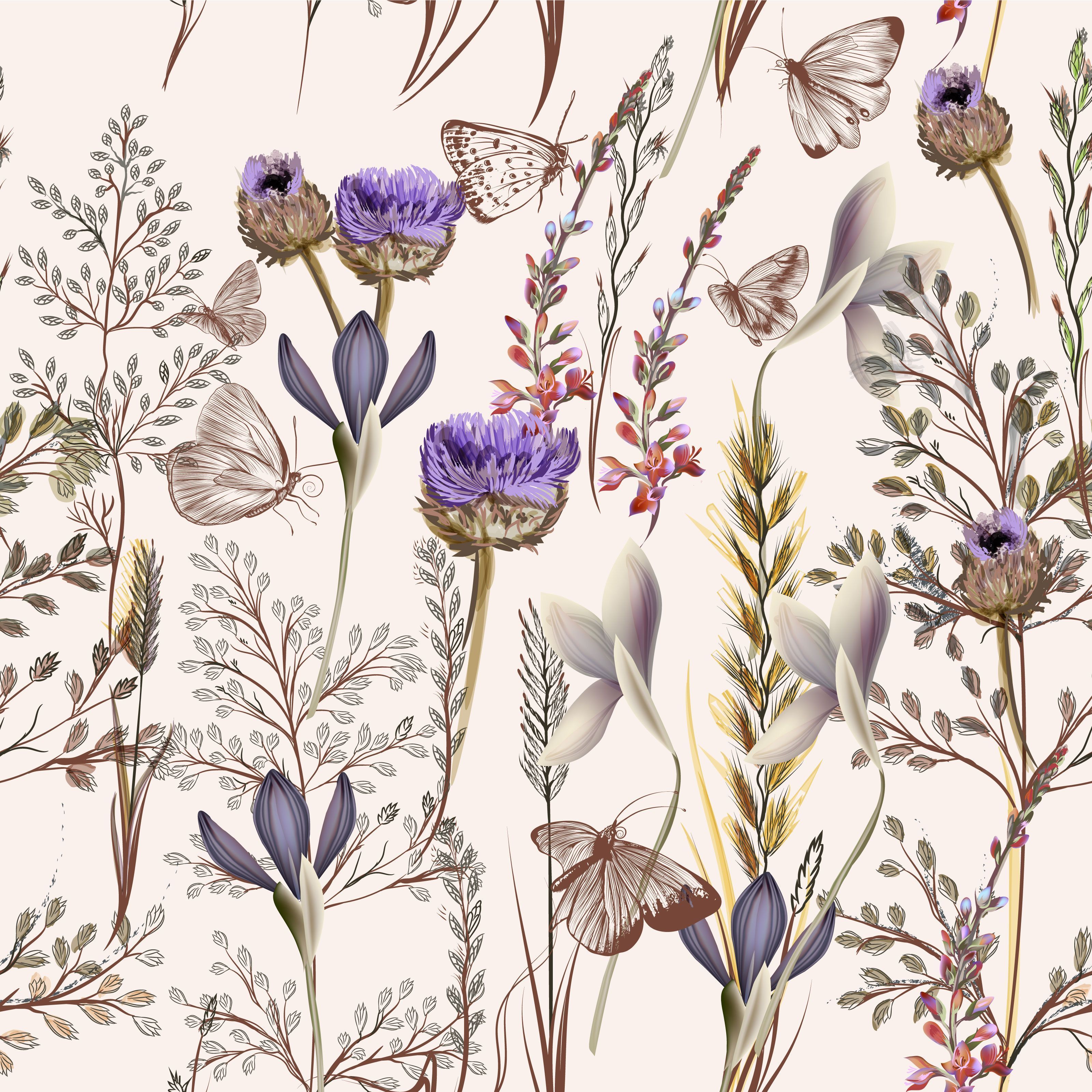 3200x3200 Vintage Province Style Wildflower Wallpaper Your Way