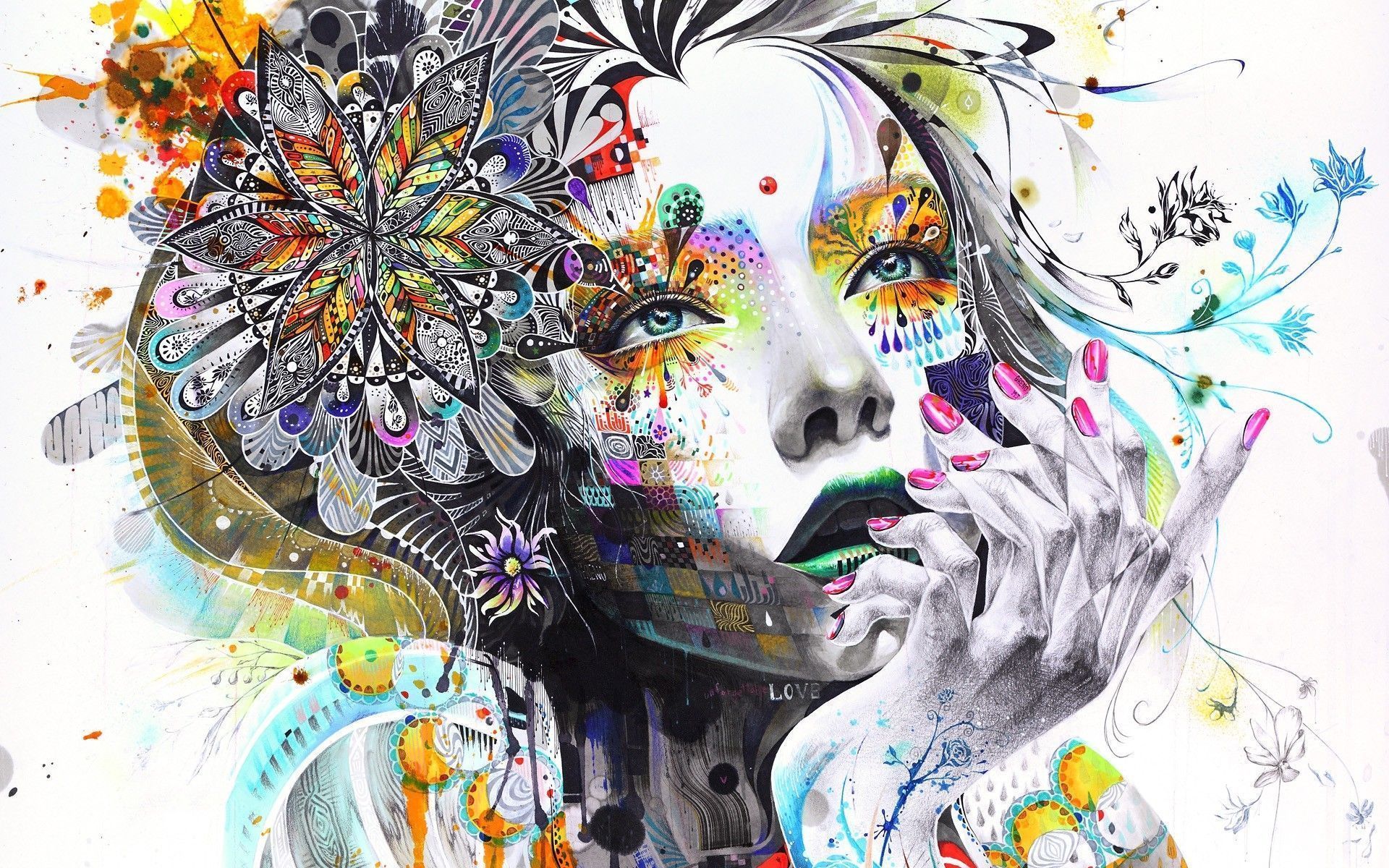 1920x1200 Women Abstract Art Wallpaper