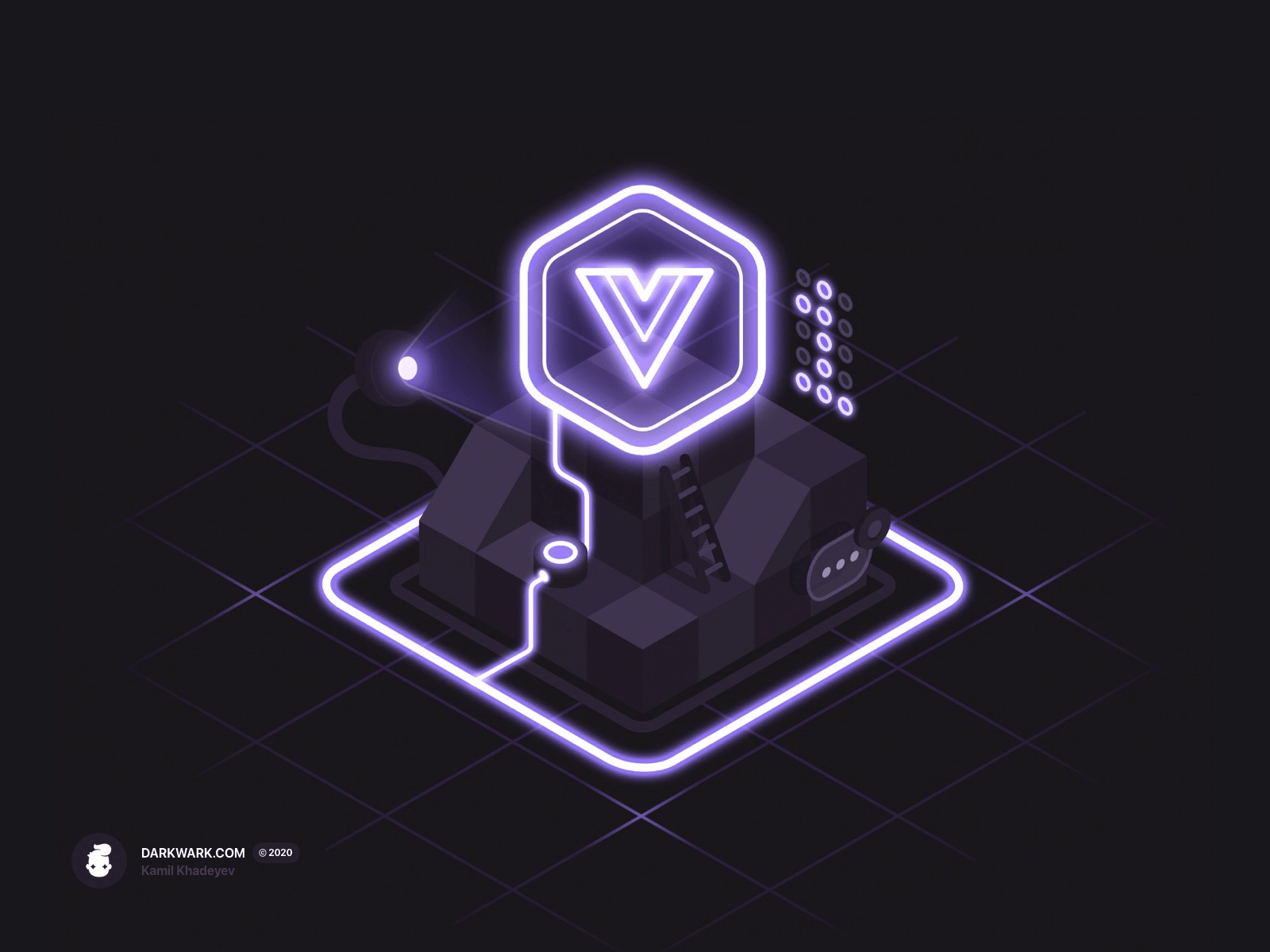1600x1200 Powered by Vue.js (Isometric Illustration) by Kamil Khadeyev on Dribbble