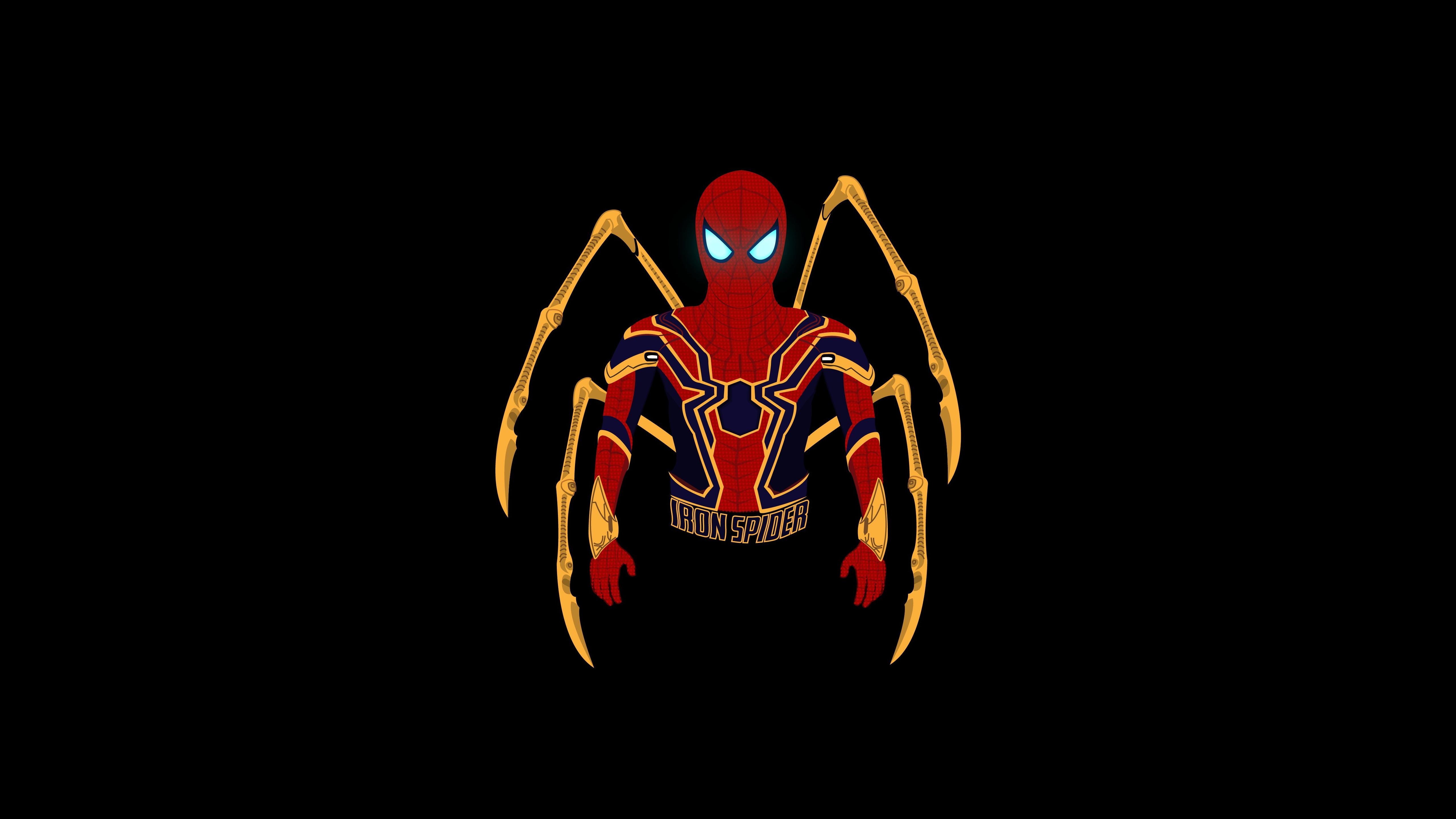 5120x2880 Wallpaper Iron Spider, Marvel Comics, Minimal, Dark background