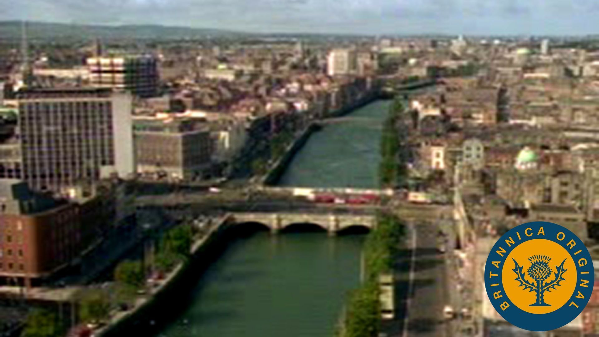 1920x1080 Views of Leinster House and other buildings along the River Liffey in Dublin presented
