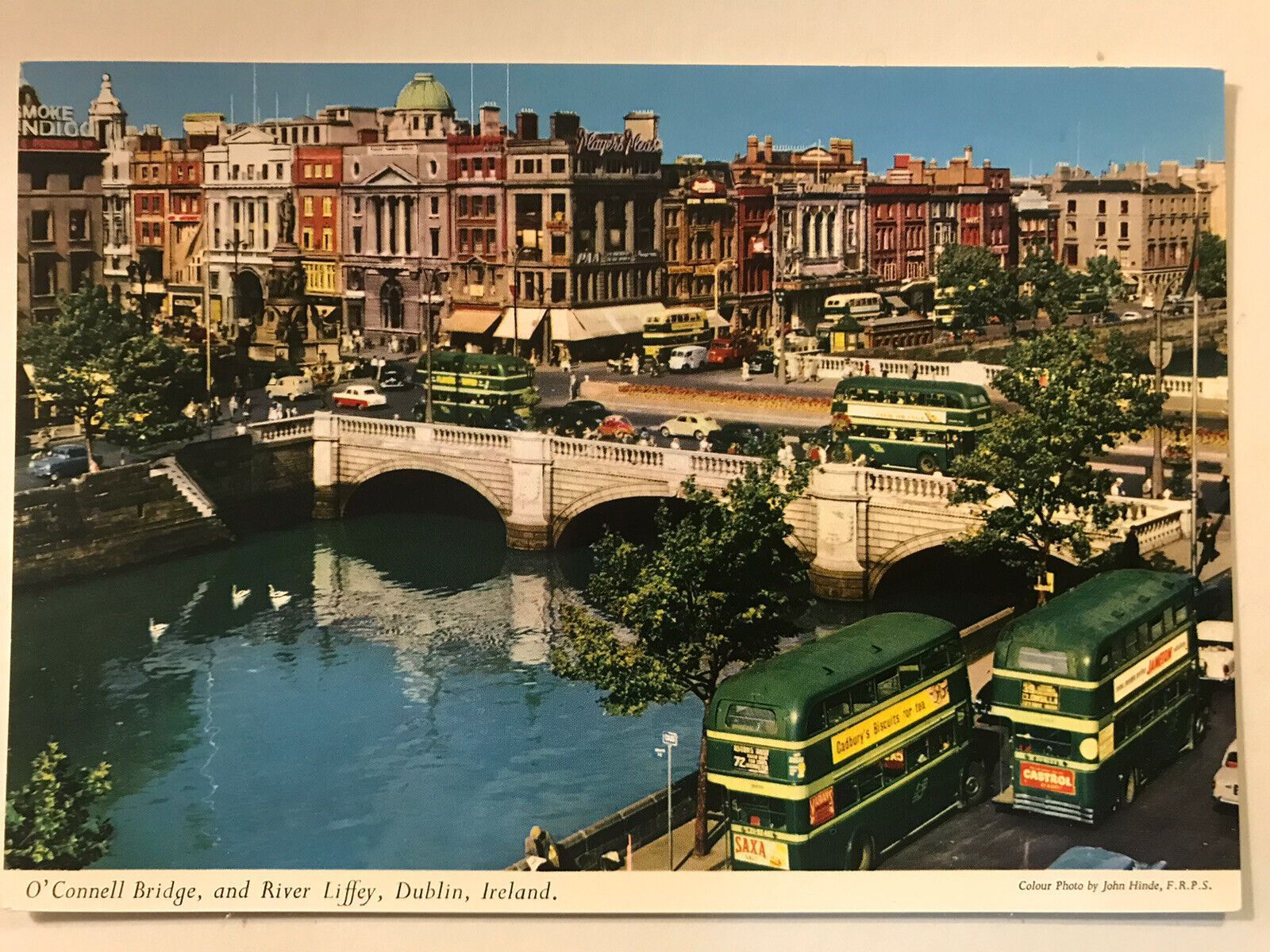 1600x1200 POSTCARD UNPOSTED IRELAND, DUBLIN O'CONNELL BRIDGE AND THE RIVER LIFFEY