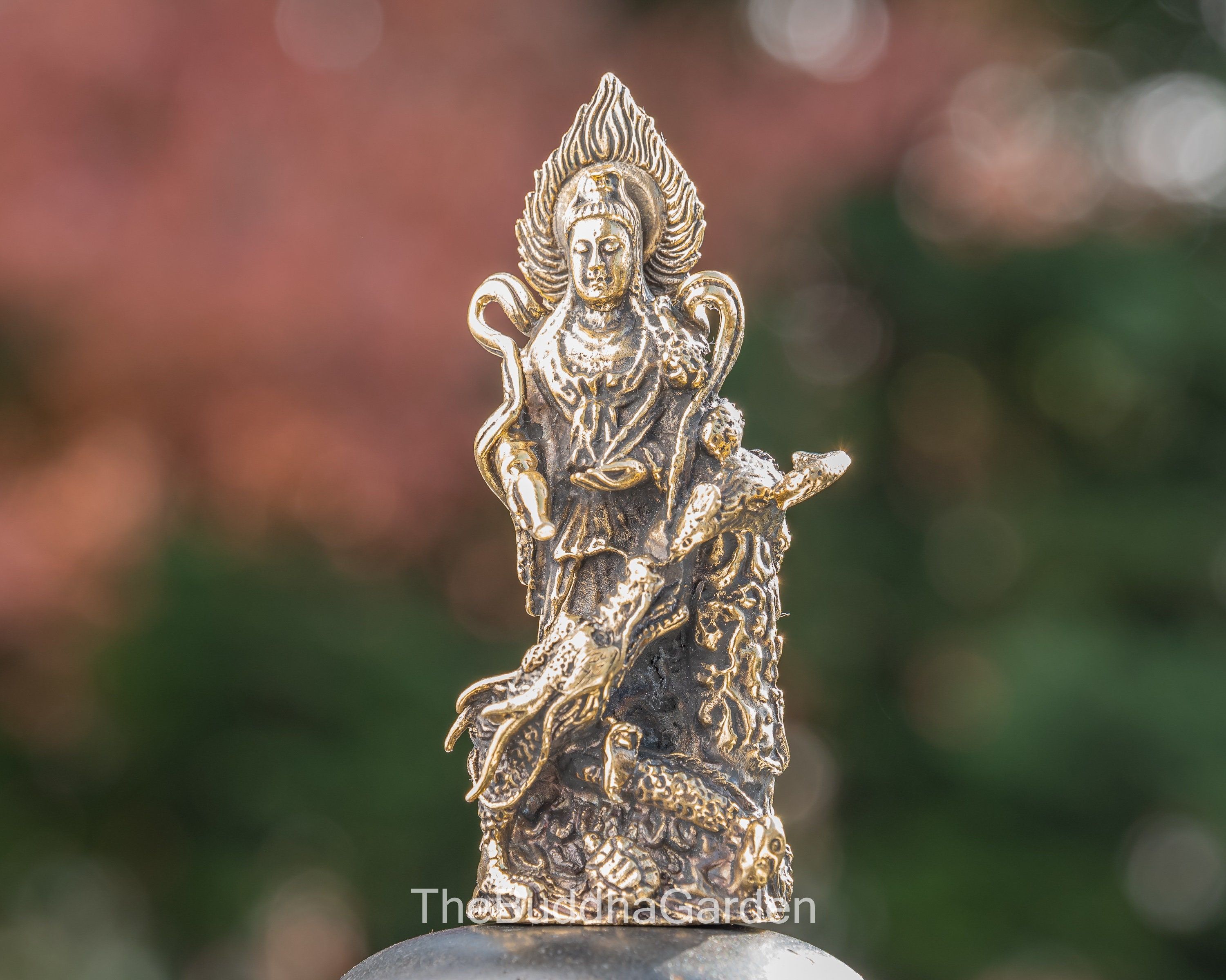 3000x2400 Kuan Yin Standing on Dragon Statue in Brass : Small Kuan Yin