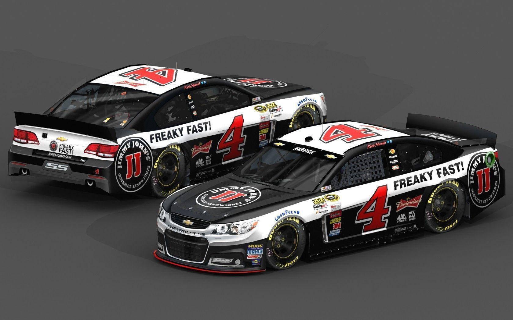 1680x1050 Download Kevin Harvick in his iconic black and white race car Wallpaper