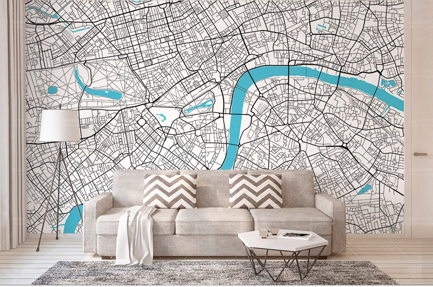 1500x995 Map Removable Wallpaper Peel and Stick Map Wall Mural for