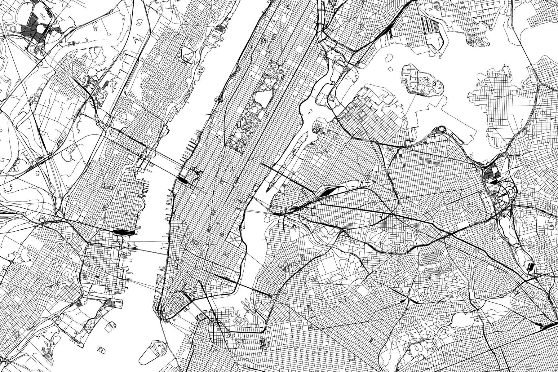 1800x1200 New York City Map Wallpaper. Vibrant NYC Map Wall Mural