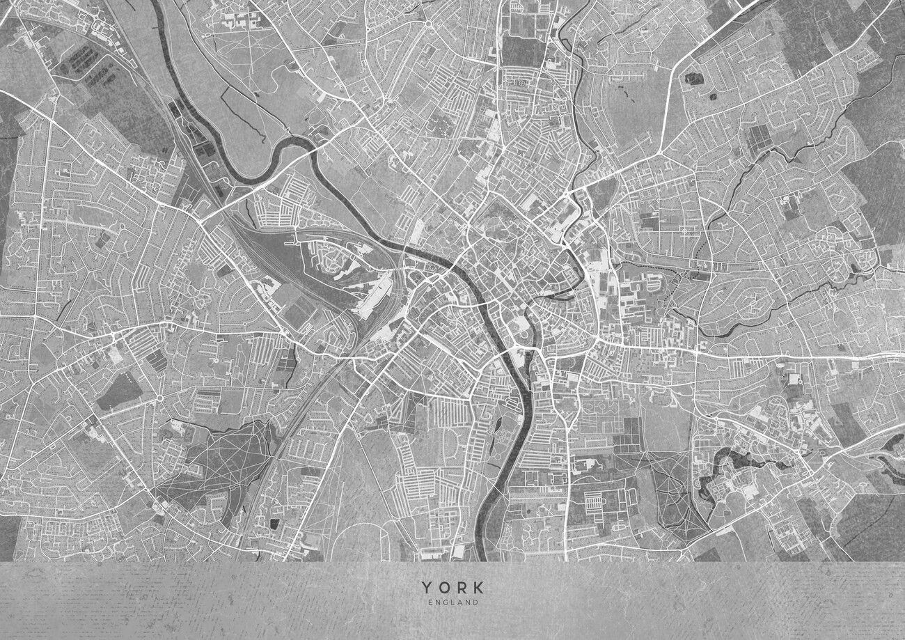1300x919 Map of York (England) in sepia vintage style Wall Mural