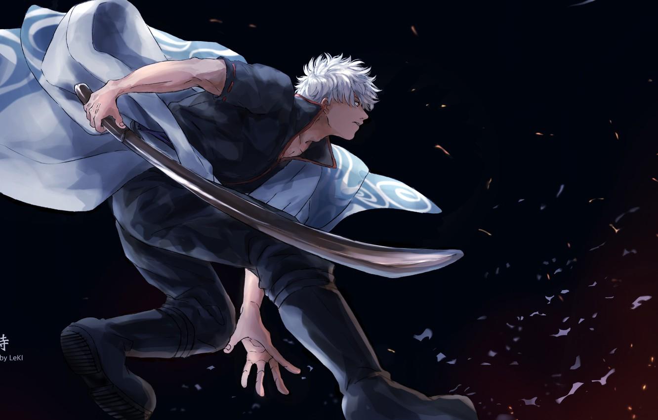 1332x850 Wallpaper sword, anime, samurai, guy, Gintama, Sakata Gintoki image for desktop, section сёнэн