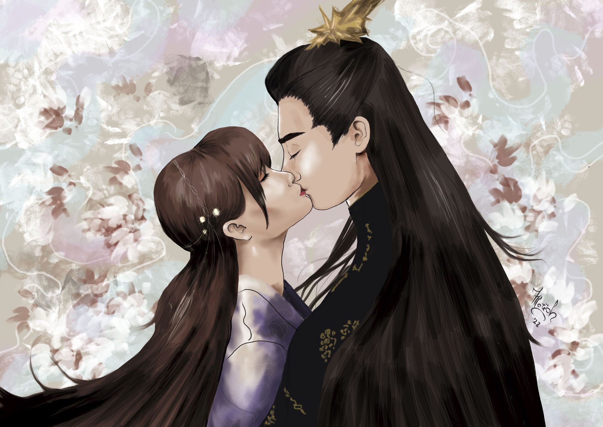 1920x1358 love between fairy and devil art