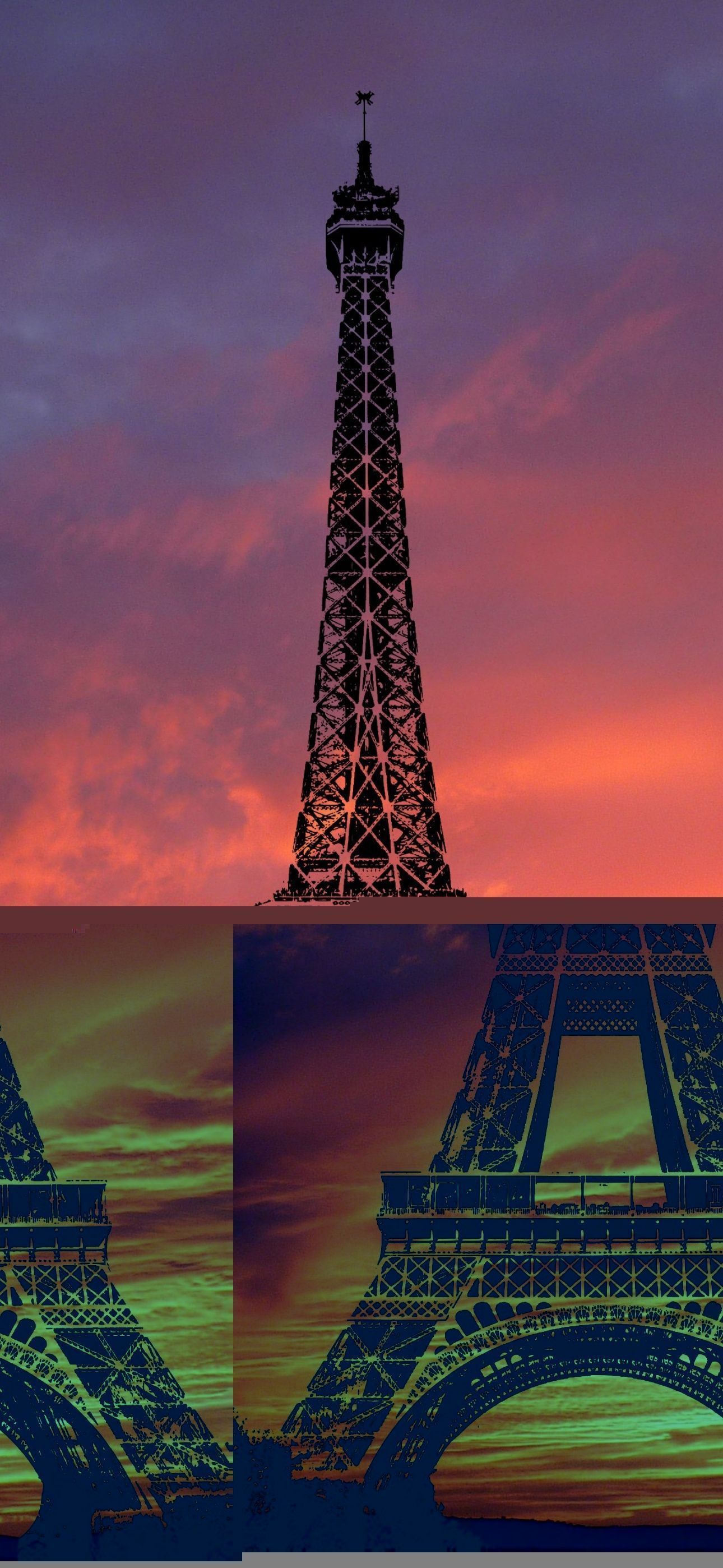 1290x2796 Eiffel Tower Wallpaper 4K, Sunset, Evening sky, Paris
