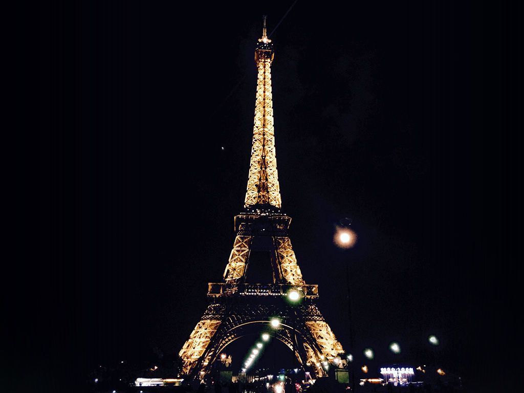 1024x768 wallpaper for desktop, laptop. paris city art night france eiffel tower dark