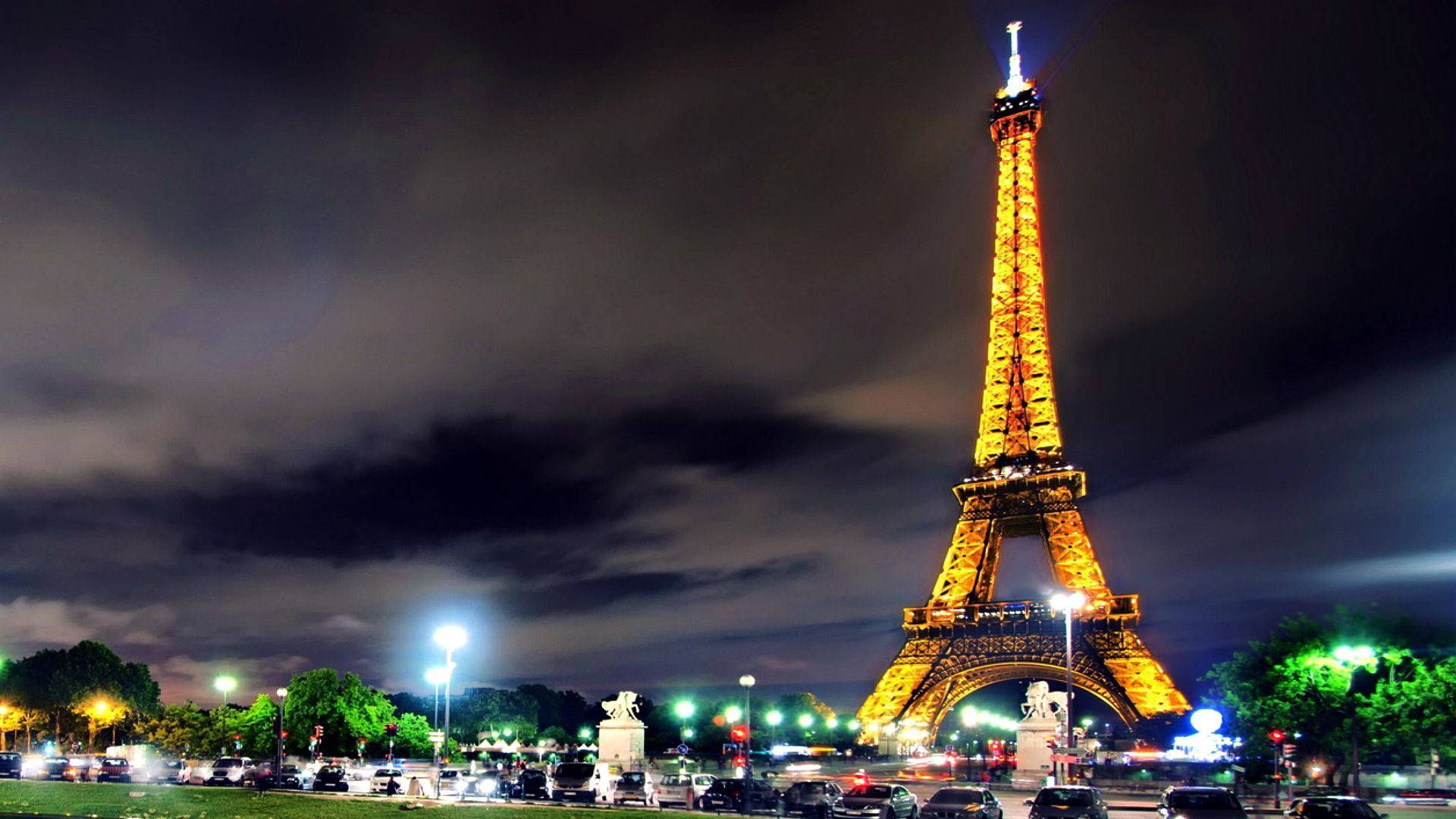 1920x1080 Download The Eiffel Tower lit up at night Wallpaper