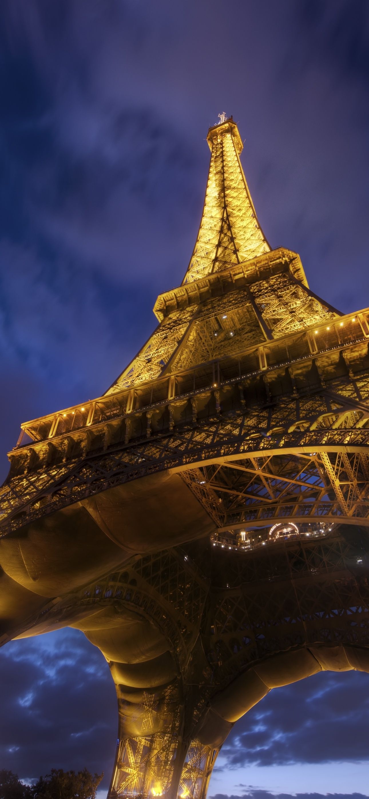 1290x2796 Eiffel Tower Wallpaper 4K, Night lights, Paris, Lights