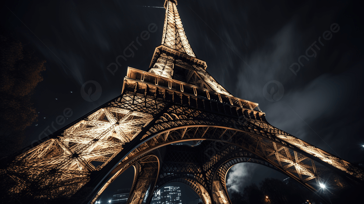 1200x673 The Eiffel Tower Is On A Dark Night Background, Picture Of Eiffel Tower At Night Background Image And Wallpaper for Free Download