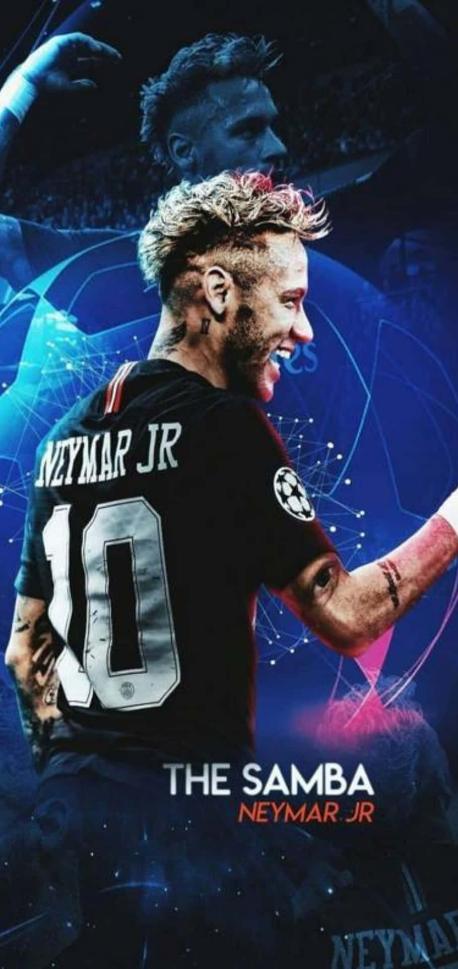 909x1920 Download Neymar holding a gold iPhone during a photohoot. Wallpaper