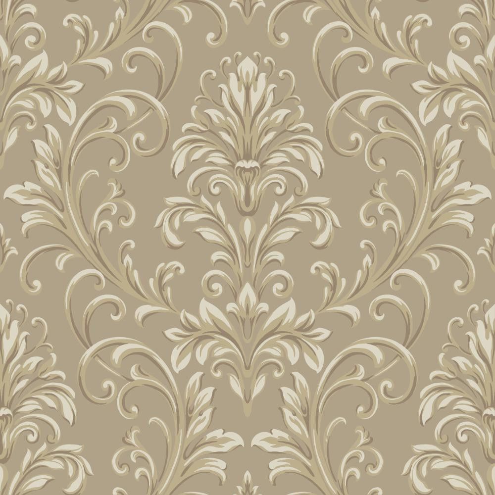 1000x1000 Texture Graystone Estate Feathered Damask HD6950 Taupe Cream Wallpaper
