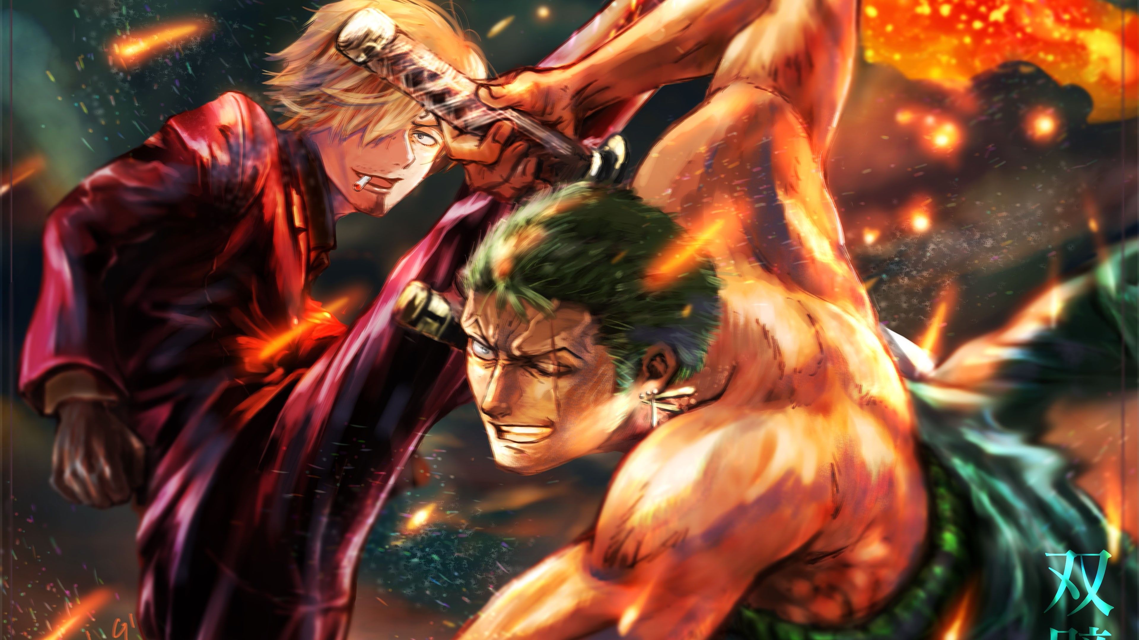 3840x2160 Roronoa Zoro Sanji 4K HD One Piece Wallpaper