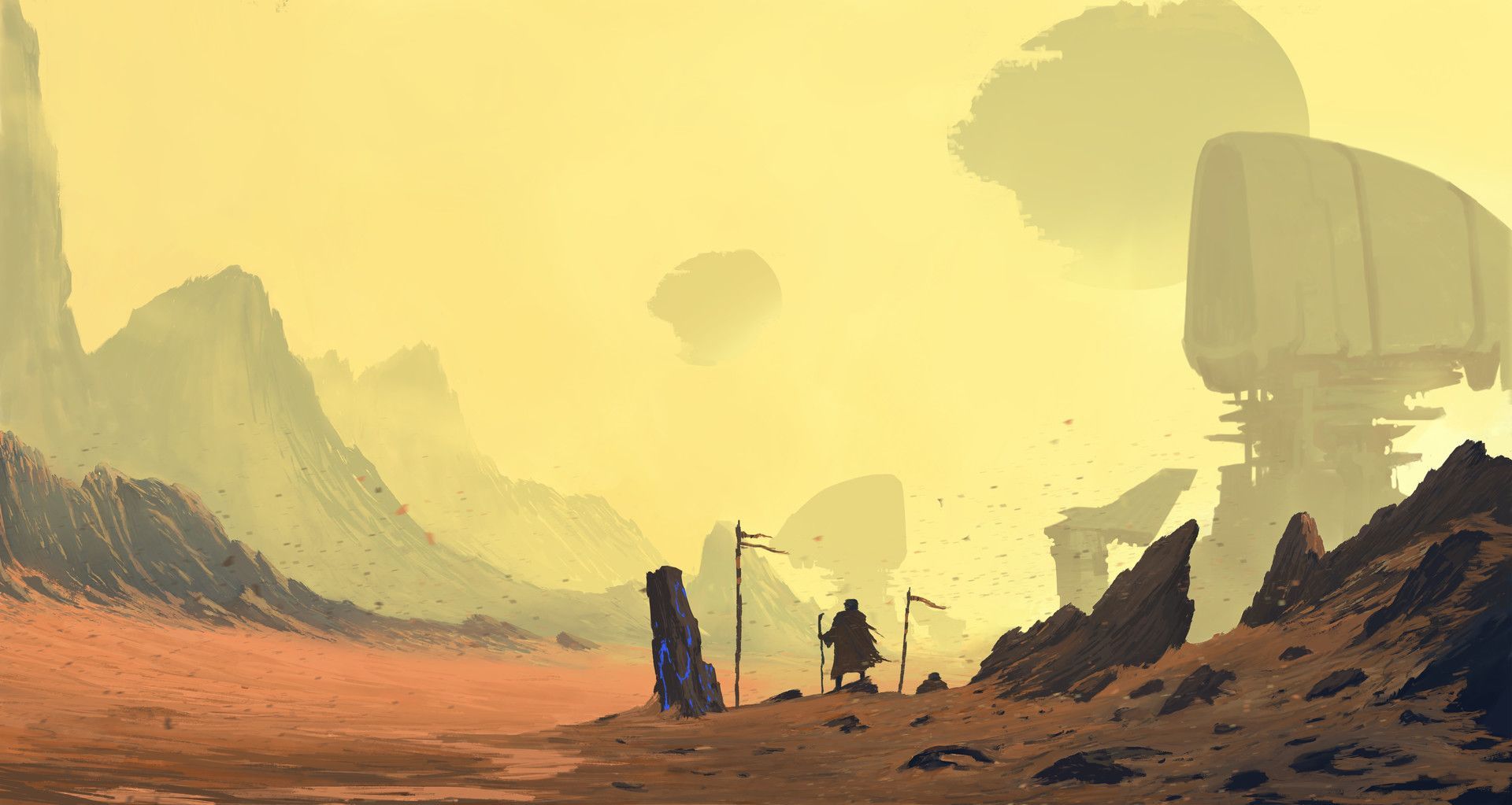 1920x1023 Mobile wallpaper: Landscape, Fantasy, Desert, Mountain, Barren, Nomad, 807758 download the picture for free