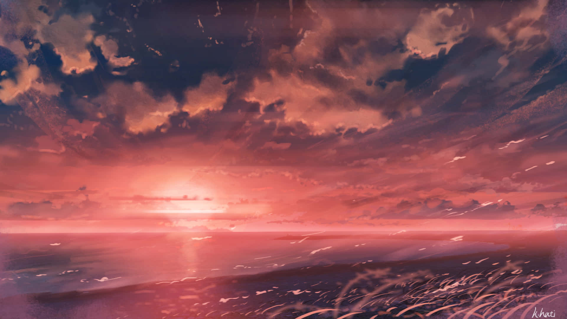 1920x1080 Download Add a Pop of Color to Your Setup with this Red Aesthetic Anime Laptop Wallpaper