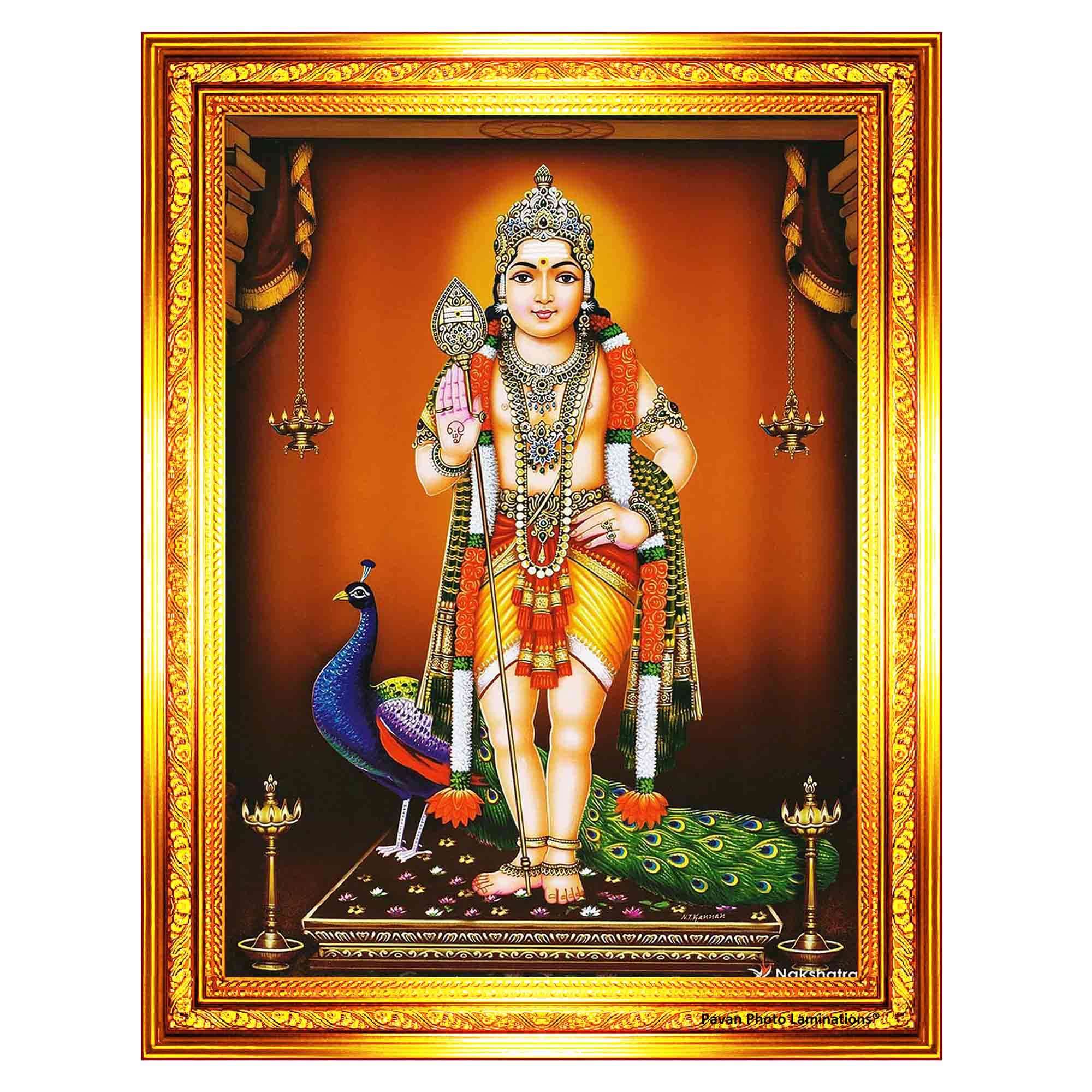 2000x2000 Pavan Photo Laminations Lord Murugan Subramanya Swamy Subrahmanya Wall Painting Framed Home Decor (Wood, Matte, Gold, Small Size, 6 x 8 Inch) R47S : Amazon.in: Home & Kitchen