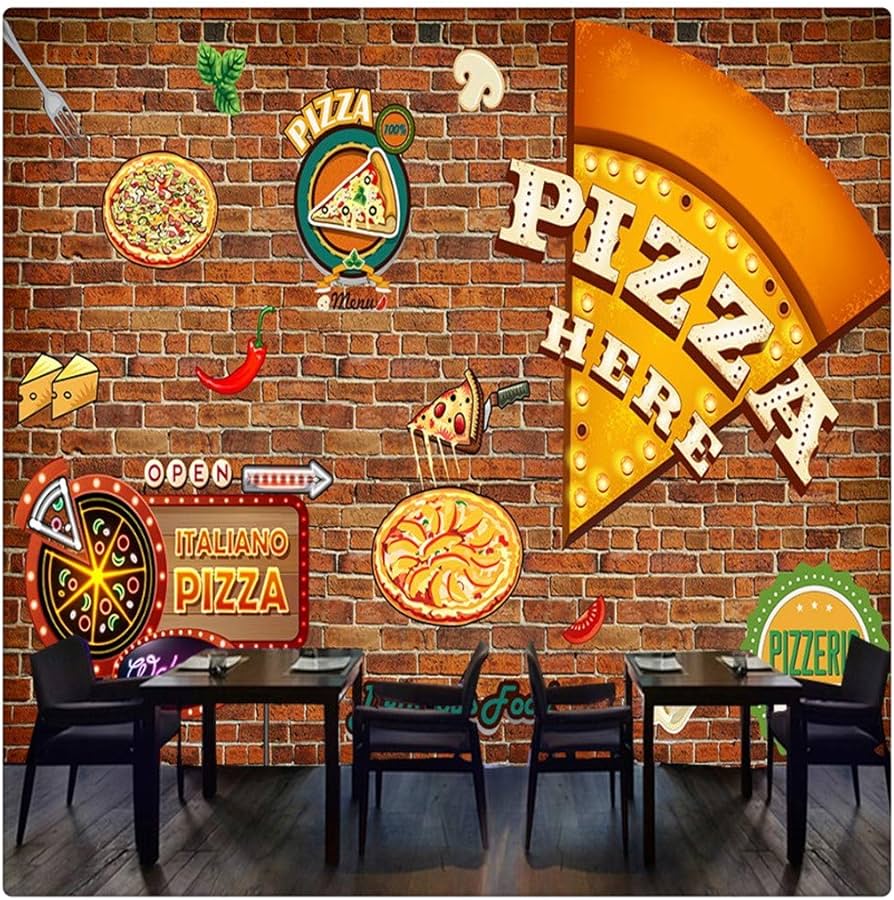 894x900 Mural Retro Pizza Fresco Western Restaurant Brick Wall Graffiti Wallpaper Tooling Background Wall Pizza Shop Mural, 200cmX140cm