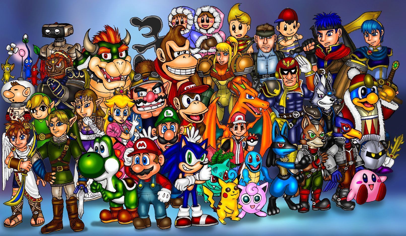 1611x936 Free download video game characters togetherSome of the more well known video game [1611x936] for your Desktop, Mobile & Tablet. Explore Game Characters Wallpaper. Disney Characters Wallpaper, Peanuts Characters