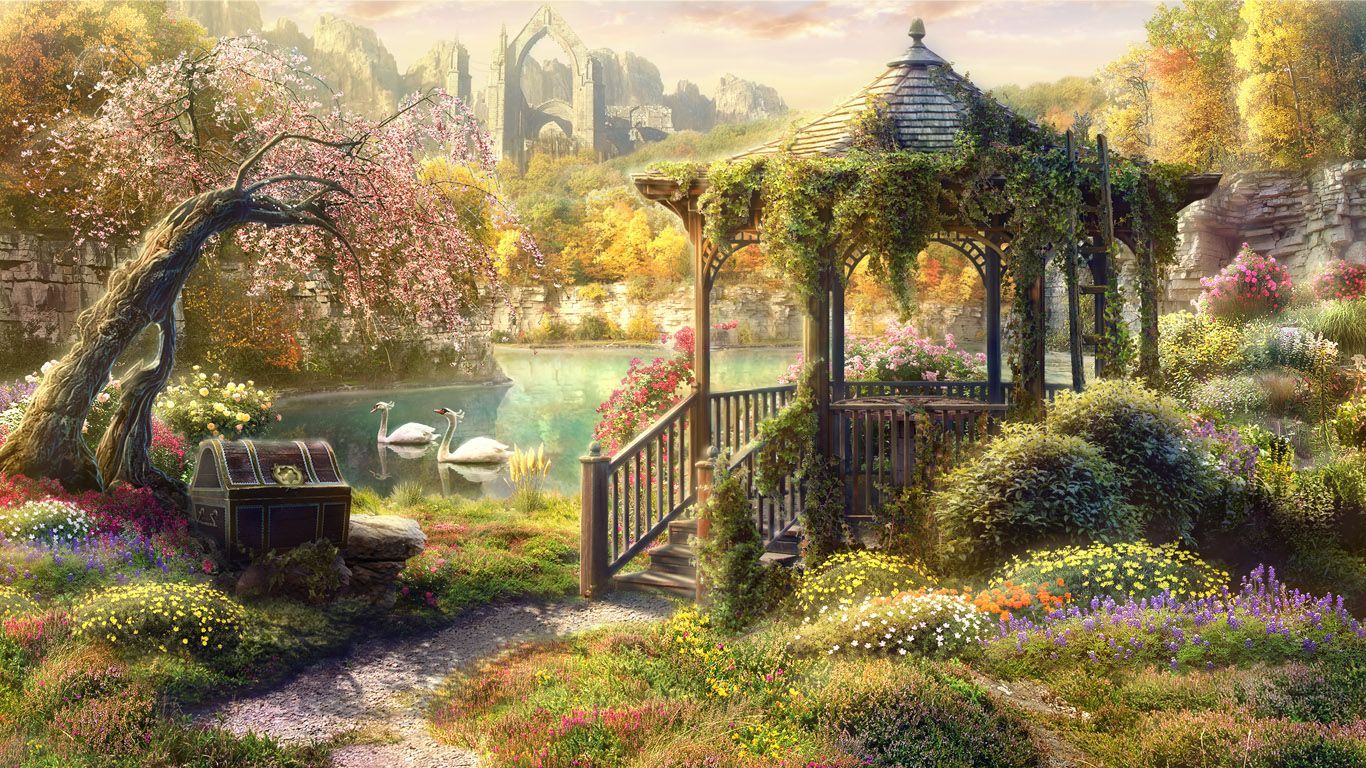 1366x768 Magic Garden Wallpaper