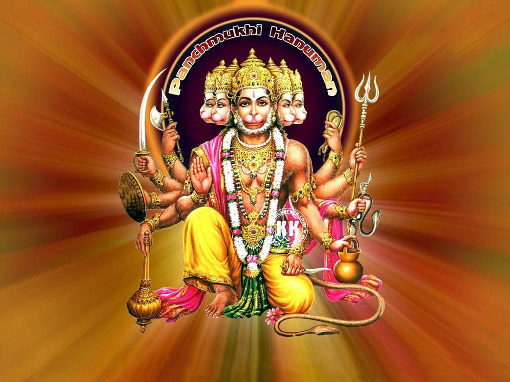 1024x768 Download Panchmukhi Hanuman Rounded Icon Wallpaper