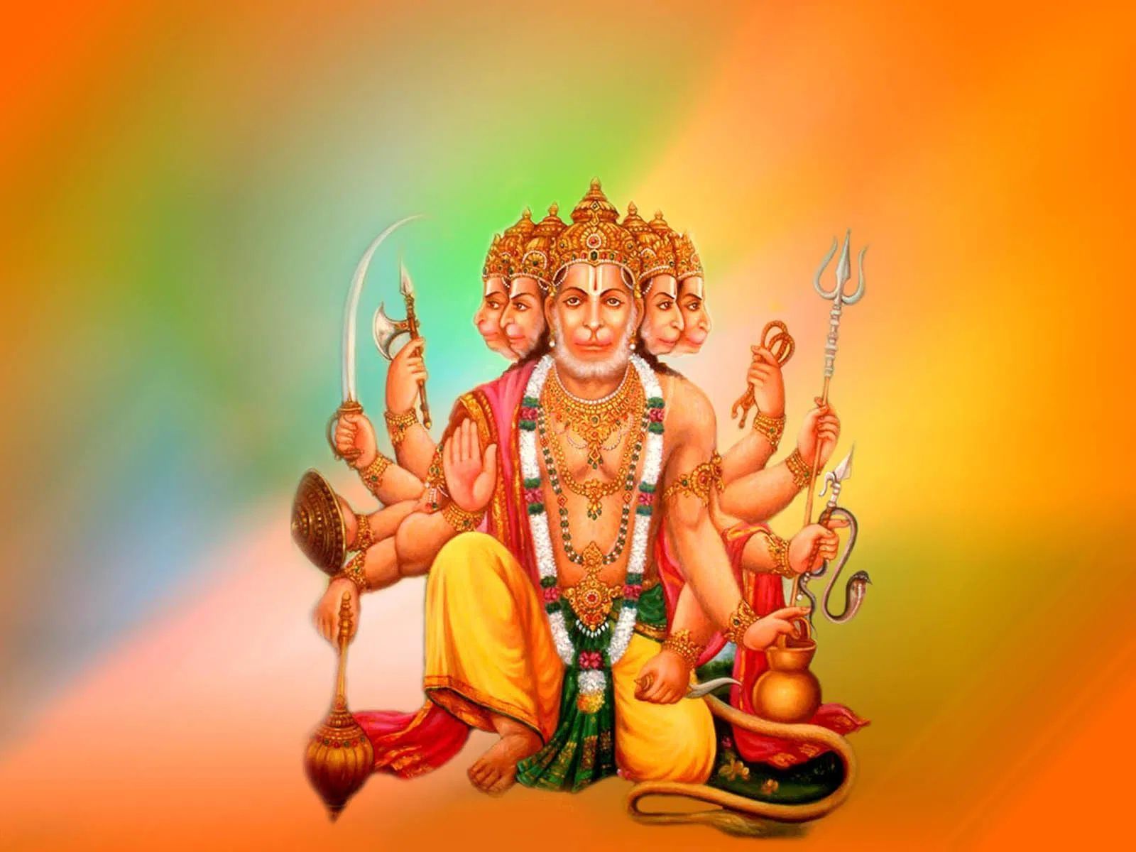 1600x1200 Panchmukhi Hanuman Background Wallpaper Download