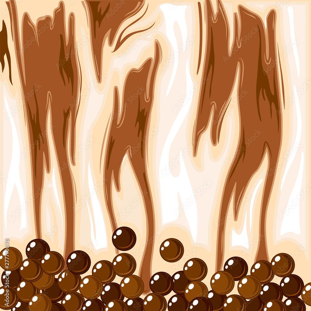 1000x1000 Vector of bubble tea in brown sugar milk tea for background Stock Vector
