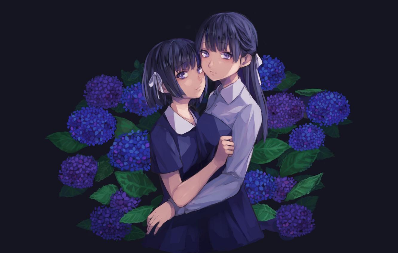 1332x850 Wallpaper flowers, girls, hydrangea, Fate stay night, Fate / Stay Night, Sakura Matou image for desktop, section сёнэн