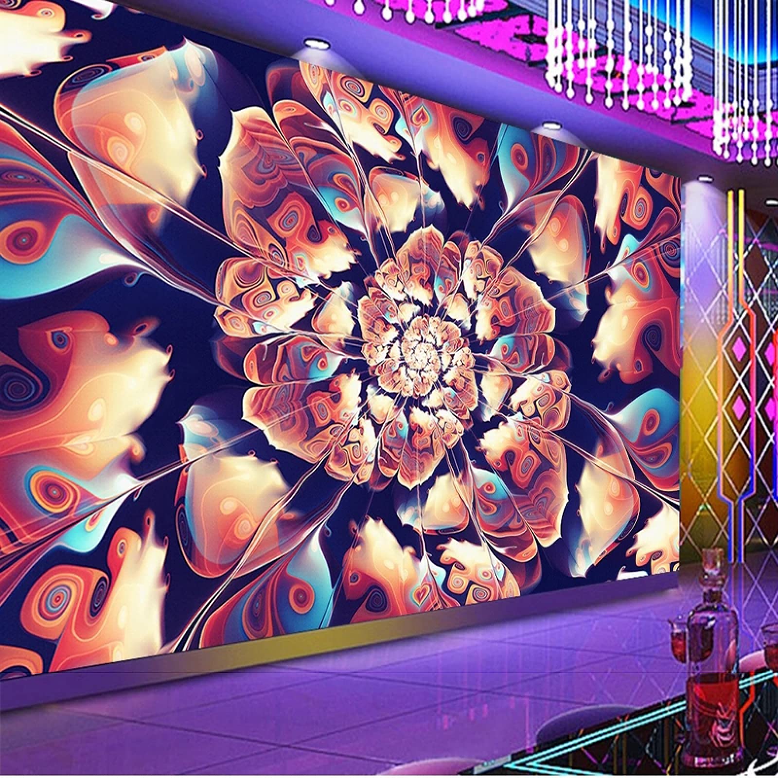 1600x1600 Photo Wallpaper Shinny Style 3D Modern Glare Flower Bar Hotel Background Wall Fresco Wall Mural Wallpaper 116 x 83 inch (Width x Height) : Tools & Home Improvement