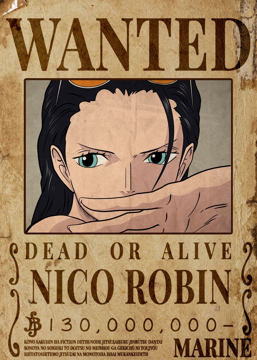 857x1200 Nico Robin Wanted Poster Wallpaper