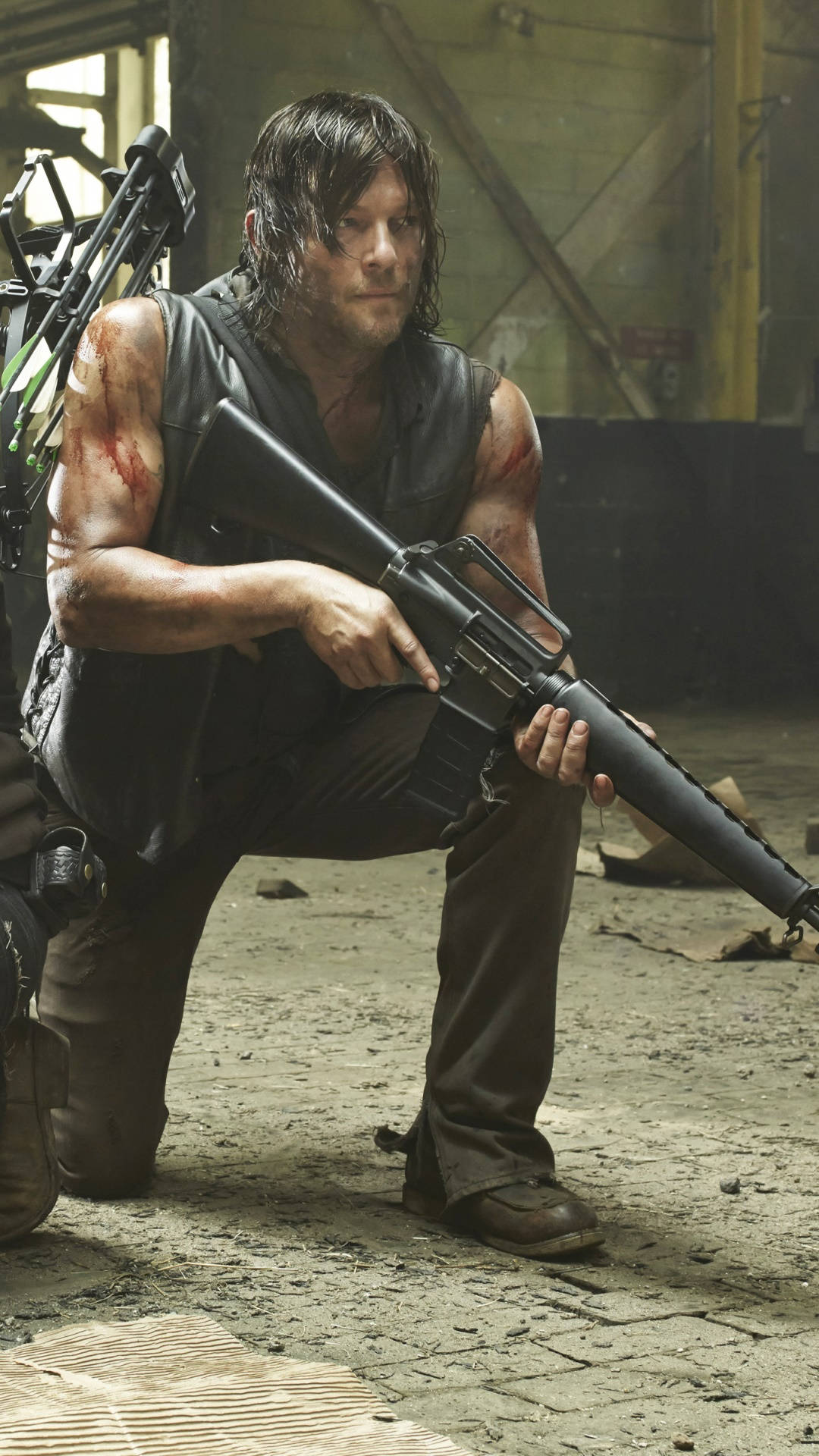 1080x1920 Download Daryl Dixon of The Walking Dead, Ready for Action Wallpaper