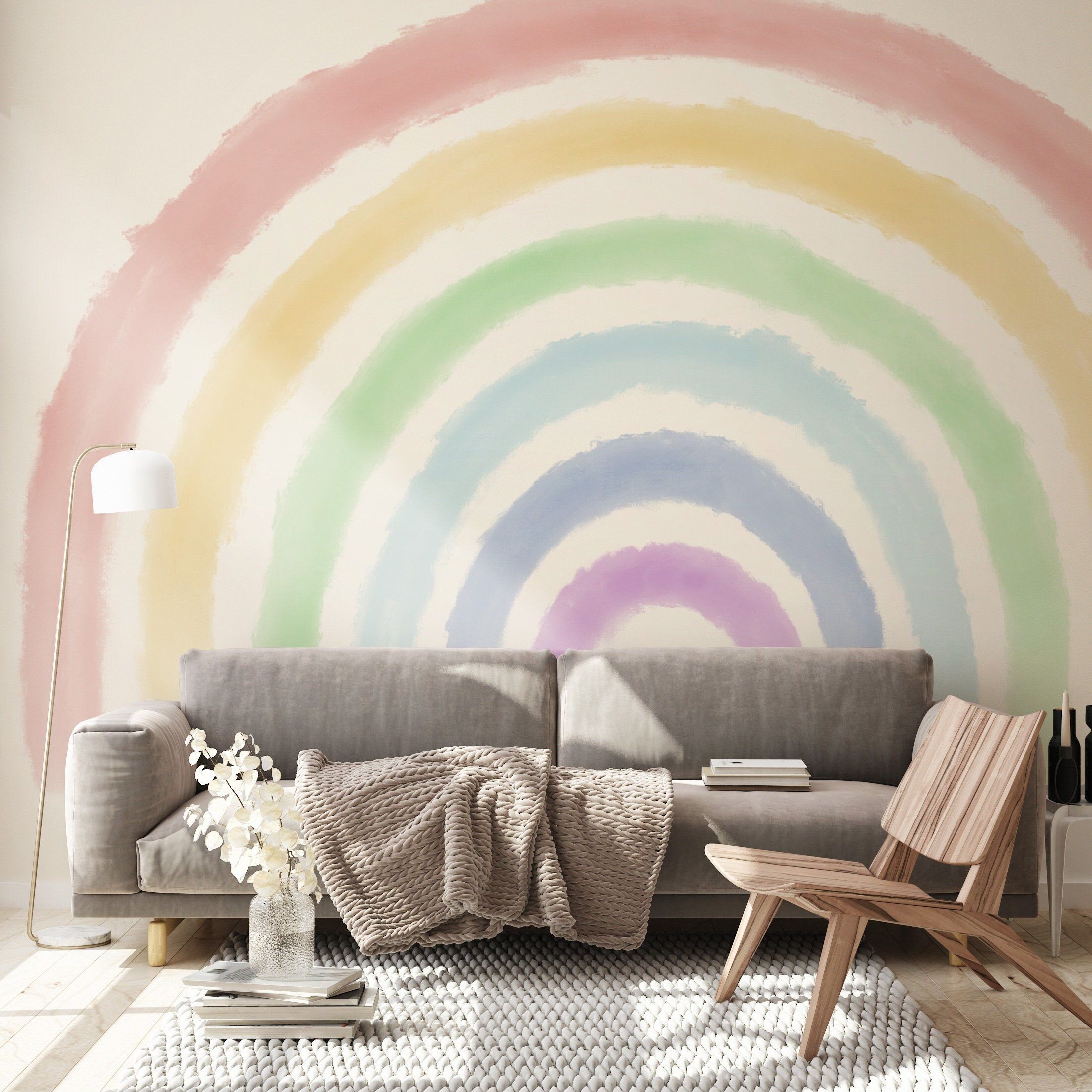 2200x2200 Montessori True Rainbow Removable Wallpaper //pastel Rainbow
