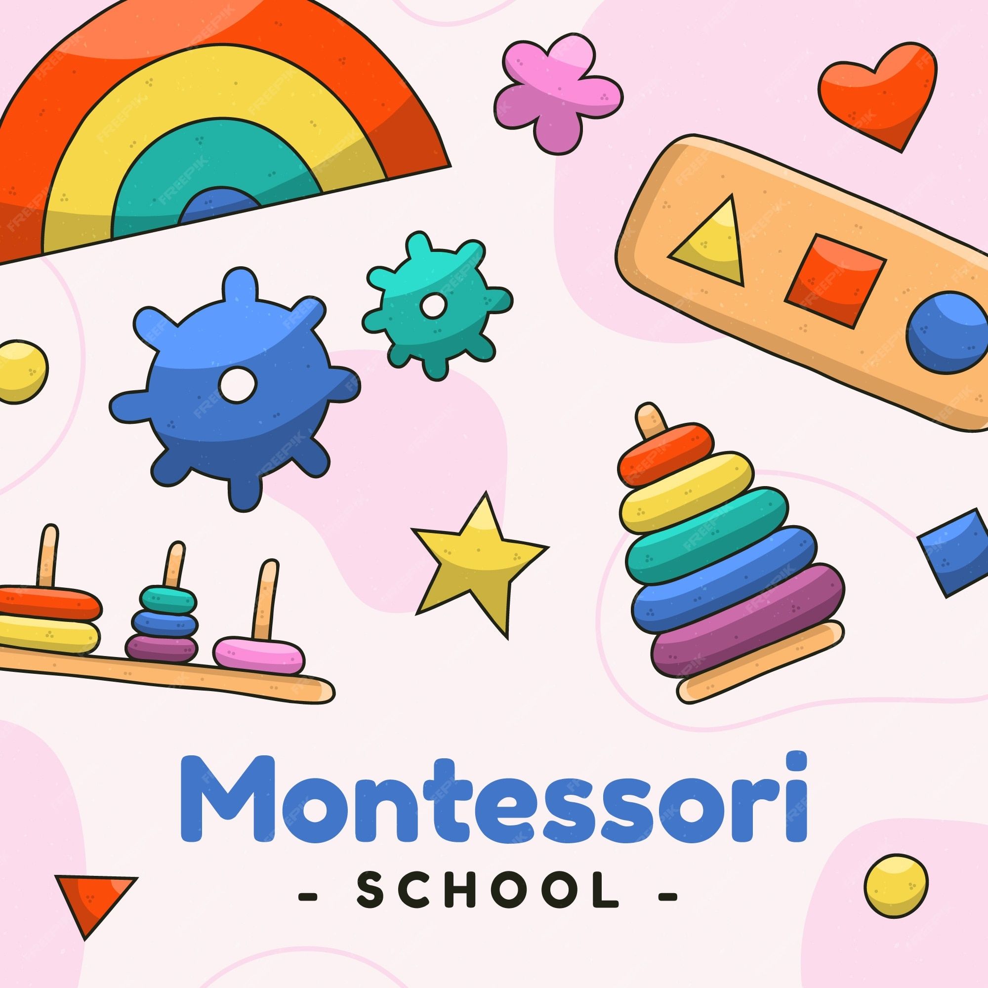 2000x2000 Premium Vector. Hand drawn montessori toys illustration