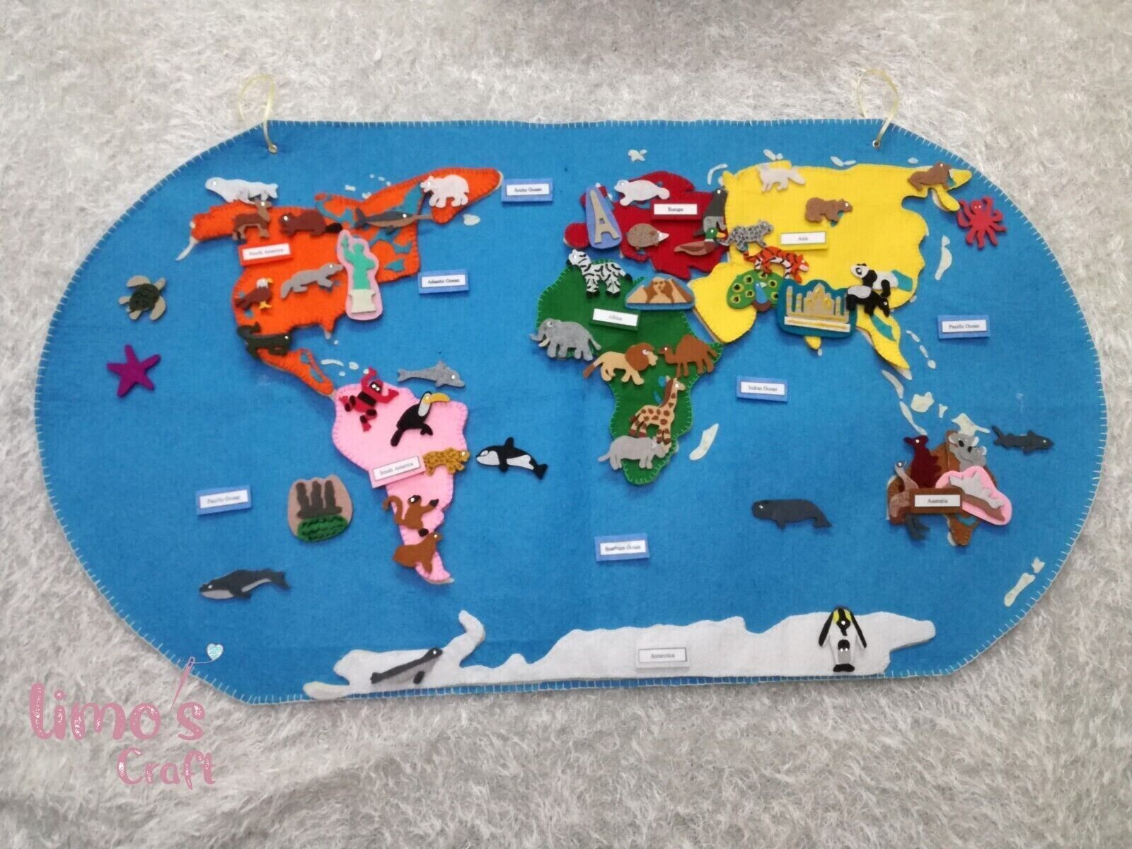 1600x1200 Montessori Continents of the world felt map, Felt Quiet Book, Educational felt
