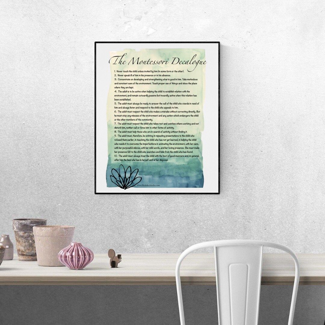 1080x1080 Montessori Poster the Montessori Decalogue Art Print