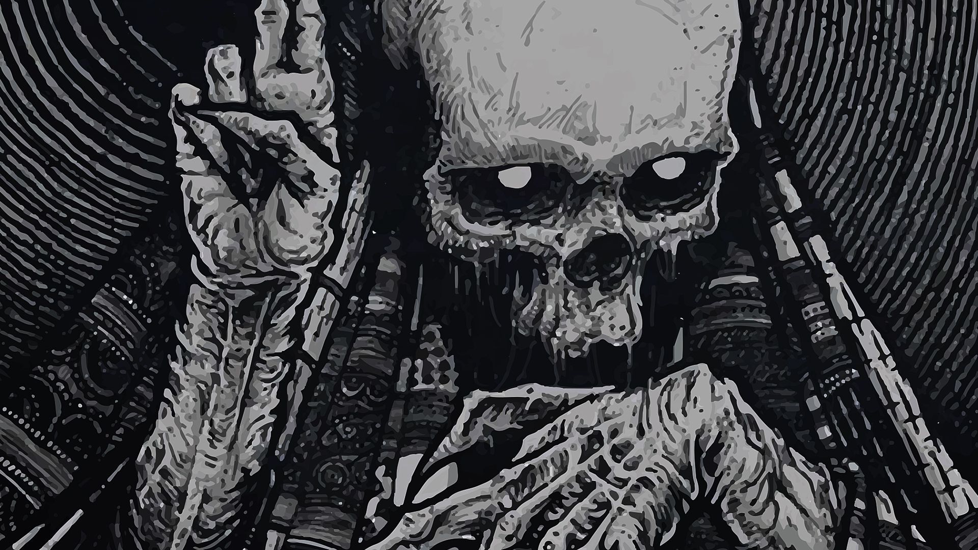 1920x1080 Dark fantast skeleton skull occult horror creepy spooky scary halloween wallpaperx1080