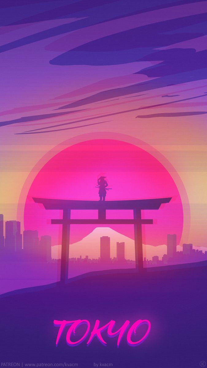 675x1200 80s Anime Aesthetic City Sunset Wallpaper