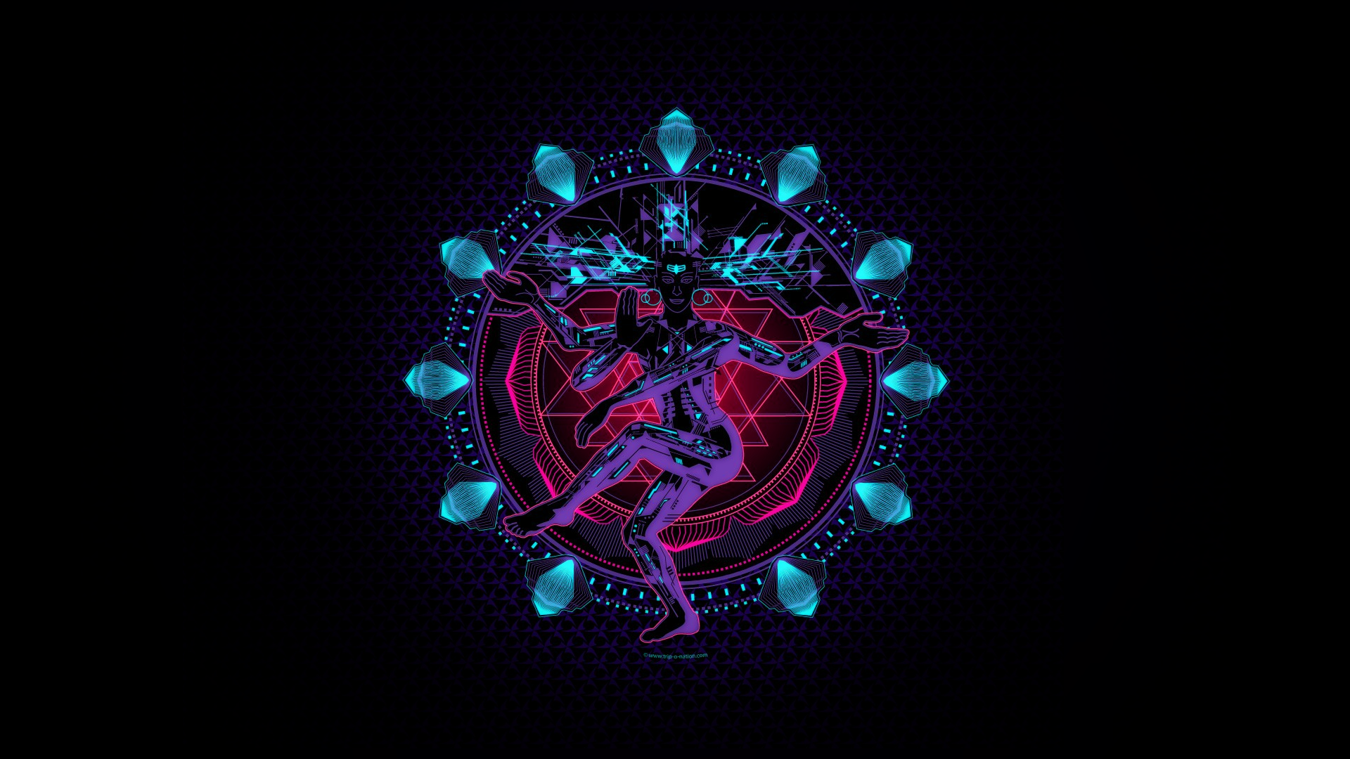 1920x1080 Shiva, digital art, cyber, cyberpunk, neon, glowingx1080 Wallpaper