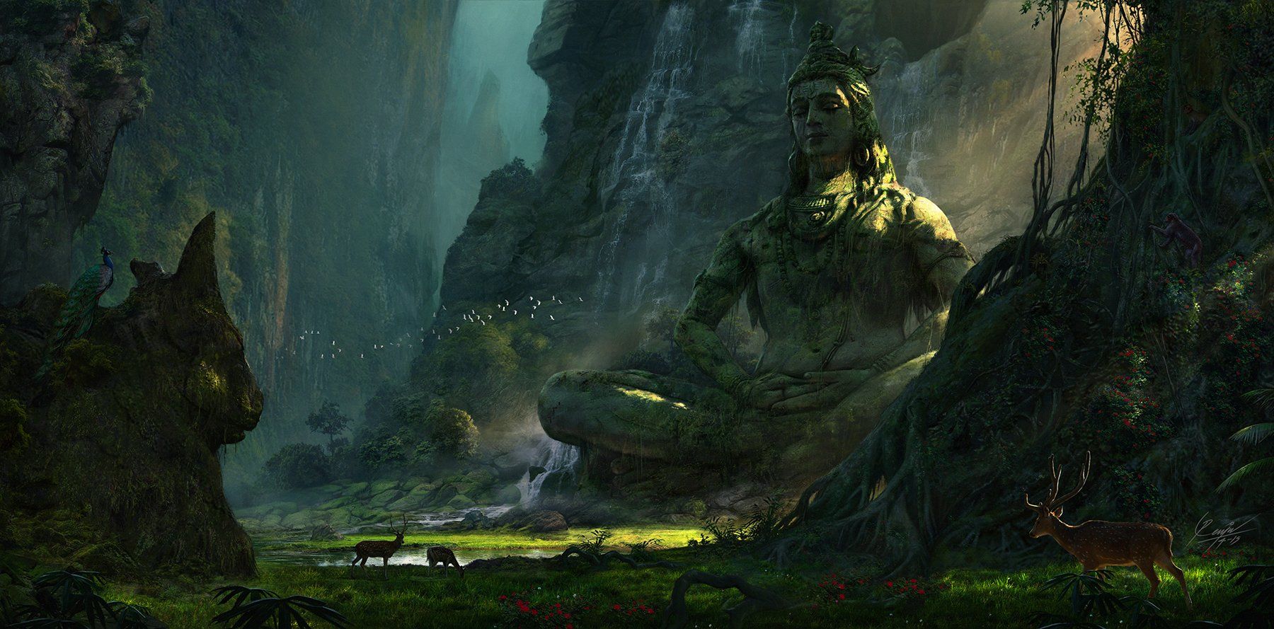 1800x889 MV Renju on X: Unexplored Ruins_05 ( Lord Shiva ) Digital painting #Unexplored #Ruins #UnexploredRuins #Shiva #LordShiva / X