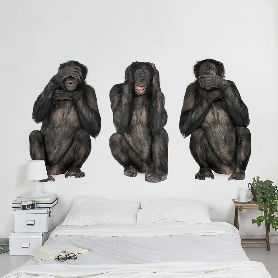 894x894 Non Woven Wallpaper The Three Wise Monkeys Square, 94.5 X 94.5 Inches